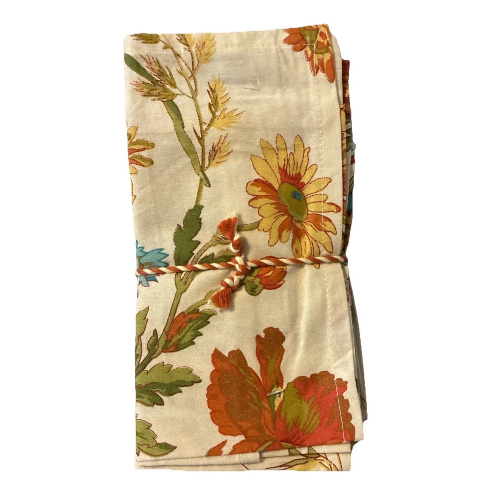 April Cornell Floral Napkins Set of 10 16"X16" Blue Rust Gold Fall Autumn NWT - Picture 2 of 5